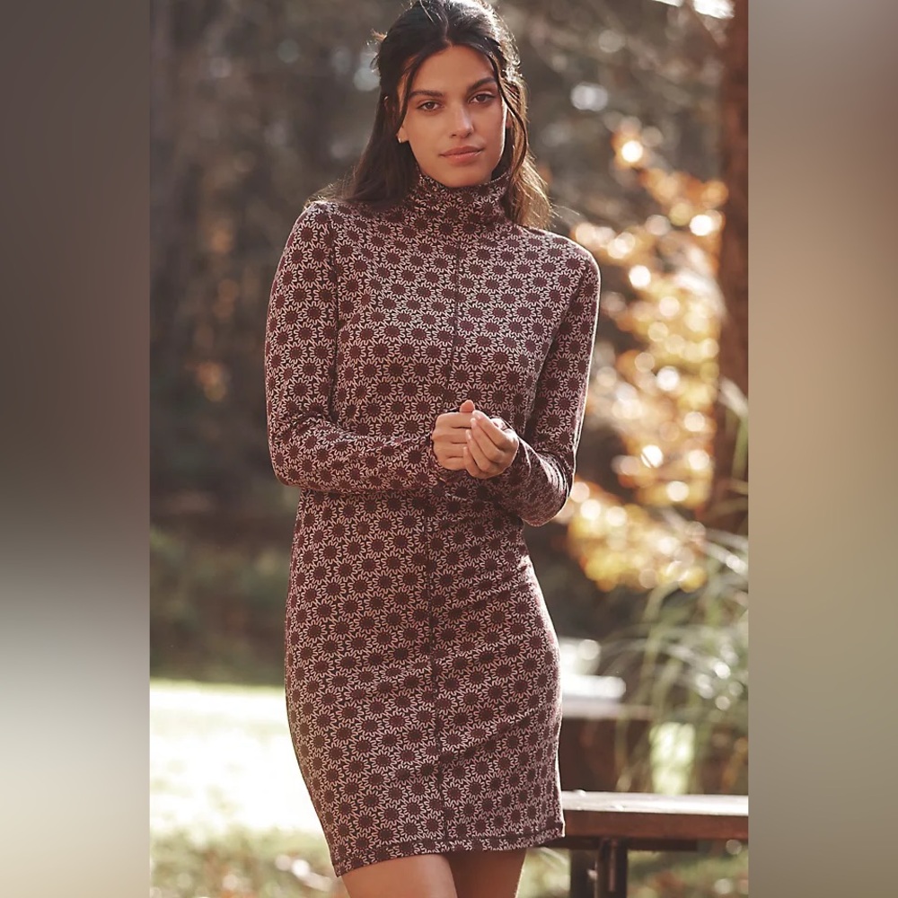 NATION LTD $183 Astrid Tutleneck Dress - Geo Floral